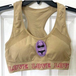 A&Z sports bra size L/XL runs small beige padded cups stretch new with tag
